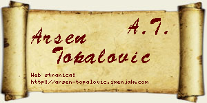 Arsen Topalović vizit kartica
